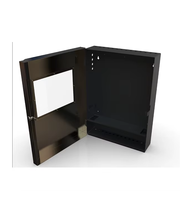 Boîtier de raccordement pour alarme incendie Cabman 6 avec porte marron brillant, boîtier arrière noir mat, boîtier durable en acier galvanisé à chaud