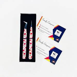 Pince à épiler Somofy Enterprises avec logo personnalisé, volume droit, en acier inoxydable, poignée diamantée, pointe lisse, 10 mm, pour extensions de cils - Product Image 6