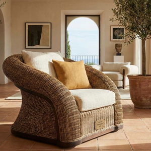 Chaise de salle à manger extérieure élégante en rotin épais, minimaliste, confortable, durable, écologique, pour ferme, hôtel, villa - Product Image 4