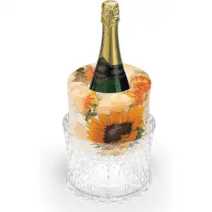 Herramientas de Bar, Cubo de whisky transparente, Enfriador de botellas de vino de champán personalizado, moldes redondos grandes para hielo