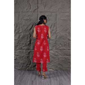 Ensemble Kurta pour femme Rose Noir Red - Product Image 1