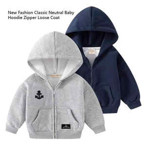 Sweat à capuche à manches longues en coton biologique, Sweat à capuche à manches longues en tissu avec fermeture éclair pour bébé fille - Product Image 4