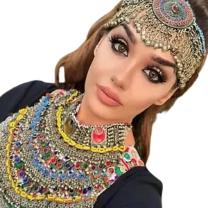 AFGHAn bijoux tête pièce et collier présentant l'un des meilleurs vendeurs afghani bijoux anciens collier fait main est de longues couches