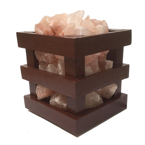 Customized Square <b>Basket</b> Night Light Himalayan Salt Lamp Cozy Rock Shape <b>Wooden</b> Stand Love Carving Beautiful Home Decoration - Product Image 4