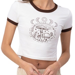 Top à la mode porter usine vente directe à manches longues femmes haut court 2025 vente en ligne coton fait femmes haut court t-shirt - Product Image 1