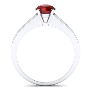 REYES Luxurious 925 Sterling Silver Round Cut 0.84 Carat Natural Red Garnet Gemstone <b>Ring</b> For Women 14K Gold Plated Fine Jewelry - Product Image 4