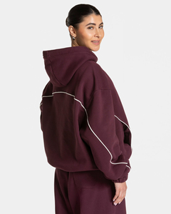 ชุดกีฬาระบายเหงื่อของผู้หญิงชุดวอร์มสองชิ้นเสื้อฮู้ดทรงลูกพลัมมีท่อโลโก้ออกแบบได้ตามต้องการ - Product Image 2