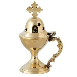 Brûleur d'encens en laiton étoile concevant l'encens en laiton de Style Royal/diffuseur de parfum brûleur d'encens croix sur le dessus - Product Image 1