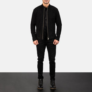 Veste d'hiver noire pour hommes en cuir pur Design personnalisé Plus Logo Casual Zipper Leather Style - Product Image 1