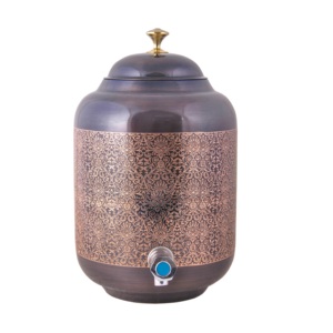 Distributeur d'eau en cuivre martelé de luxe antique avec support et ensemble de gobelets, pot à boisson 100% cuivre pur pour la santé ayurvédique - Product Image 6