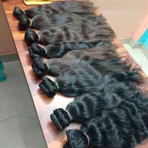 Indian Remy Hair Bulk & Double Weft Natural Straight Wavy Curly Textures Raw Unprocessed Human Hair Bulk <b>Braiding</b> Weft - Product Image 5