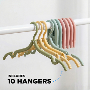 10pcs Set Foldable Travel <b>Plastic</b> Clothes Hangers Space-Saving Single-Tier Clothing Organizer for Wardrobe - Product Image 6