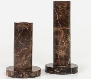 Brown <b>marble</b> cylinder <b>candle</b> <b>holder</b> set with smooth polished surface and a premium handcrafted stone finished look - Product Image 2