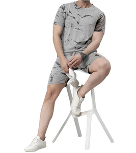Mens Summer Suit 2 Piece Shorts and T-shirt <b>Set</b> Print Weave Digital Printing Verano Summer Clothes Summer Wear 100% Cotton - Product Image 4