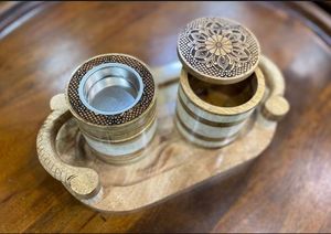 Traditional <b>Wooden</b> Bakhoor Set with Stunning Pearl Inlays Luxury Electric Candle Warmer <b>for</b> Eid and Ramadan Gifts - Product Image 2