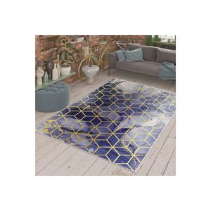 Tapis imprimé numérique à motifs en nid d'abeille or violet Tapis et ensembles élégants - Product Image 4