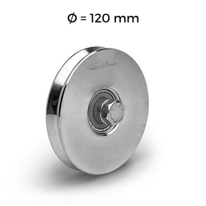 Roue de porte coulissante en acier à rainure en V 1220 V, diamètre 12 cm, roulement simple, galvanisée, roulettes à roulement central C45 - Product Image 1