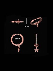 Pendientes de Oro Rosa y Oro Amarillo con Forma de Estrella y Diamantes para Mujer, Regalo de Joyería para Compromiso, Boda, Aniversario, Fiesta, 14k - Product Image 1