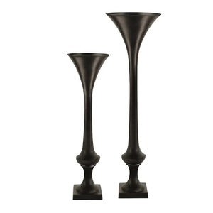 Latest Design Metal Black Flute Shape Flower <b>Vase</b> for Wedding & Table Decoration Floor Classic Design Modern <b>Large</b> Floor <b>Vase</b> - Product Image 1