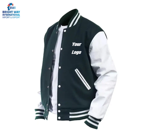 Veste brodée en gros Varsity en cuir à manches pour hommes tissu tissé polaire vestes d'hiver décontractées BRIGHT WAY INTERNATIONAL - Product Image 3