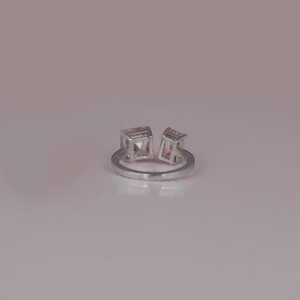 Anillo de compromiso de oro macizo de 14 quilates con corte Asscher y esmeralda Diseño personalizado Lab Grown Pink Diamond Chapado en oro y certificado - Product Image 4