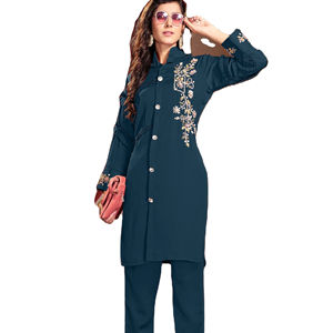 Dernier créateur Fab Zone Soft Georgette Embroidery Sequence Work Kurti Set Indian & Pakistanais Clothing - Product Image 1