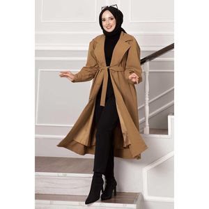 เสื้อเทรนช์โค้ทแขนบอลลูนกันน้ำสีน้ำตาล - Product Image 1