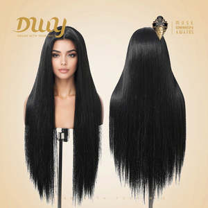 DWY 30-Inch Synthetic <b>Wig</b> with Transparent Lace Front Silk Straight Natural Design and Middle Parting T-Part Natural Color - Product Image 4