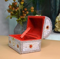 Boîtes de rangement pliables pour bijoux, brodées, motif EXOTIQUE INDIEN, en tissu 100% coton, style européen, design fonctionnel avec couvercle