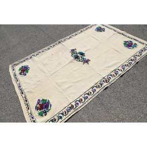 Alfombra turca Vintage de retazos Beige tradicional de 5x8 pies estilo Tabriz respaldo de látex de lana rectangular respetuoso con el medio ambiente - Product Image 2