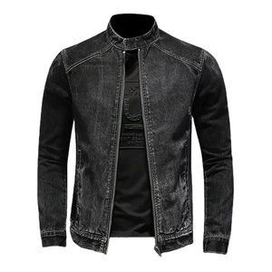 Chaqueta Bomber Vintage de alta calidad para hombre, ropa de abrigo con cuello levantado y algodón negro, estilo vaquero informal para motociclista para invierno - Product Image 3