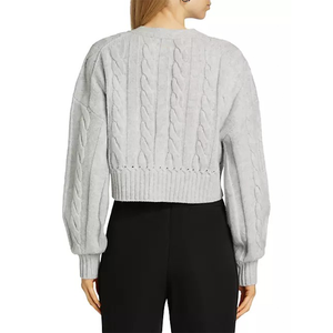 สเวตเตอร์แบบสวมหัวแขนยาวสำหรับผู้หญิงเสื้อกันหนาวแฟชั่นแบบถักสำหรับผู้หญิงสำหรับใส่ทำงานคอกลมมีเข็มขนาด2025-26นิ้ว - Product Image 5