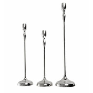 Ensemble de 2 bougeoirs modernes en fer, finition argent antique, bougeoirs en métal pour mariage et décoration intérieure, excellent prix - Product Image 2