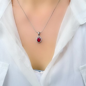 Rubis pierres précieuses bijoux pour femmes argent Boho Style pendentif bijoux 925 en argent Sterling tendance pendentif fait main cadeau pour maman - Product Image 2