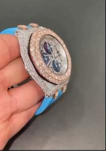 Nouvelle version entièrement glacé Moissanite diamants montre-bracelet Original Hip Hop Style VVS clarté acier verre cadran fenêtre mode - Product Image 2