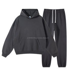 Ensemble de survêtement en molleton uni pour homme, 400 GSM, en gros, molleton français, pantalon de survêtement et sweat-shirts unisexes, ensembles de survêtement personnalisés en coton % - Product Image 3