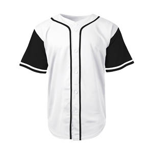 Ropa de calle, Jersey de béisbol, camisa de softball con botones personalizada, ajuste juvenil, punto de contraste, aparejos de malla, sarga, secado rápido, aspecto de EE. UU. - Product Image 1