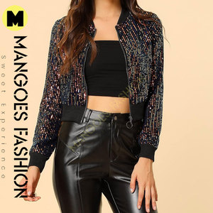 เสื้อแจ็คเก็ตบอมเบอร์ผู้หญิง ประดับเลื่อมวิบวับ ซิปหน้า สีตามสั่ง บุด้วยผ้าฝ้าย ซับในผ้าไหม หมวกถอดได้ สไตล์ฤดูหนาวสุดอินเทรนด์ - Product Image 5