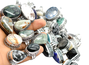 ชุดกรอบทองเหลืองแข็งสไตล์วินเทจเครื่องประดับแฟชั่นแหวนแฟชั่นประดับหินแวววาวชุบเงิน - Product Image 2