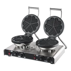 Kitchen Equipment Manufacturer Double Waffle Maker Snacks Making Machine Heart-Shaped Waffle Equipment