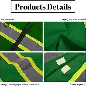Chaleco reflectante de doble cara, personalizado, con múltiples bolsillos, ropa de seguridad reflectante, impermeable, chaleco de alta visibilidad, chaquetas verdes de seguridad - Product Image 5