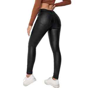 Nueva llegada impermeable bajo precio mujeres PU flaco invierno pantalones planos último diseño para la venta en línea - Product Image 5