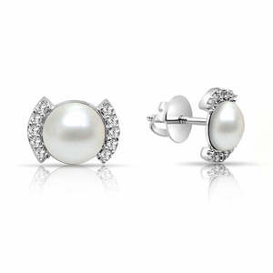 Elegantes Pendientes de Perlas de Plata 925 con Forma de Bola y Circonita, Modernos y Clásicos para Bodas, Compromisos, Fiestas o Regalos - Product Image 2