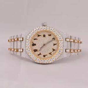 นาฬิกาเพชรมอิสซาไนท์รุ่นสีทองสุดเย็นคุณภาพสูงหน้าปัดเลขอารบิกที่เป็นเอกลักษณ์สายสแตนเลสใหม่ทนทานต่อน้ำ - Product Image 1