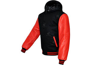 Veste d'hiver pour homme de haute qualité en laine, manches en cuir véritable 100%, design personnalisé de style streetwear, coupe-vent, style lettreman - Product Image 6