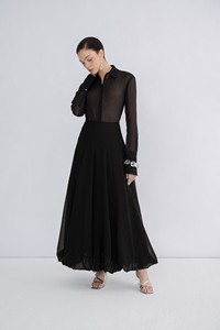 Jupes pour femmes très vendues, jupes longues en forme de ballon, jupe midi poppy, 72% tri-acétate, 28% polyester, vêtements pour femmes, Vietnam - Product Image 2