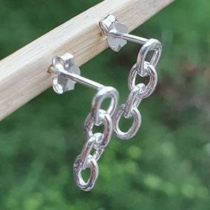 ต่างหูเพชรดีไซน์เรียบง่ายทำด้วยมือทำจากเงินแท้ของ925พร้อมสร้อยคอไข่มุกชุบทอง - Product Image 3