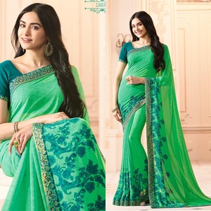 FATEMA FAISHION Designer Sari en Georgette à imprimé numérique pour femmes, avec chemisier, pour les fêtes quotidiennes, les mariages, style indien pakistanais - Product Image 3
