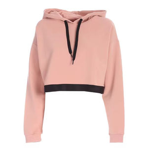 Nuevo Estilo, Sudaderas con Capucha Corta para Mujer, Sudadera Corta Lisa de Color Sólido para Mujer, Informal - Product Image 1
