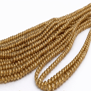 Perles de verre côtelées finition or en tailles 3 mm et 4 mm, perles d'espacement décoratives pour la fabrication de bijoux et l'artisanat - Product Image 1